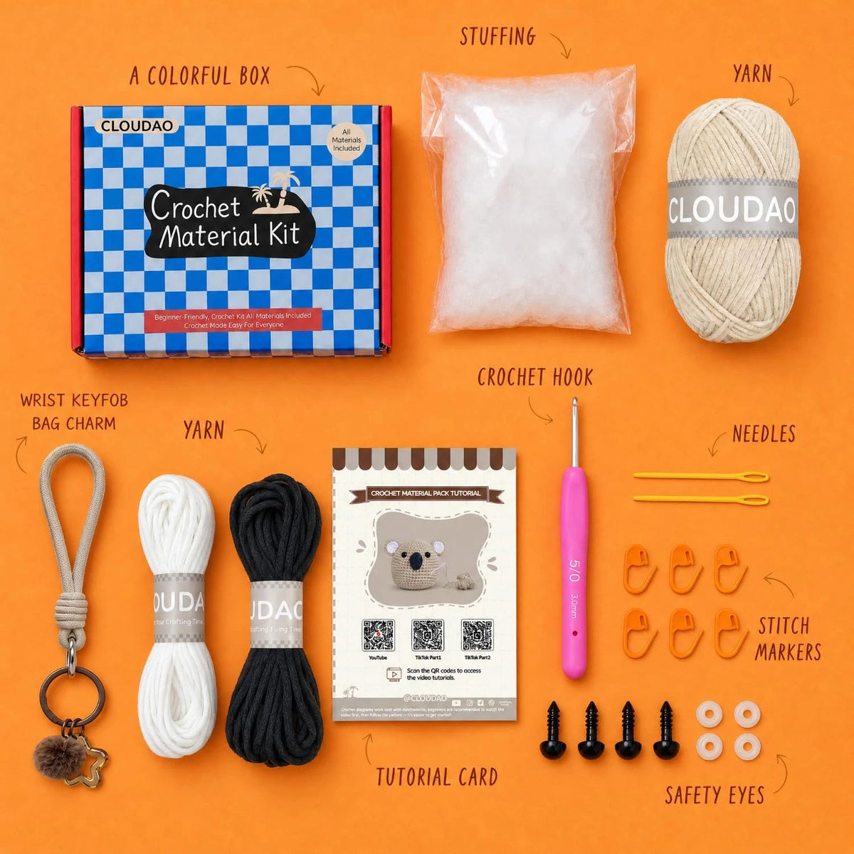CLOUDAO Crochet Kit for Beginners, Amigurumi Starter Koala