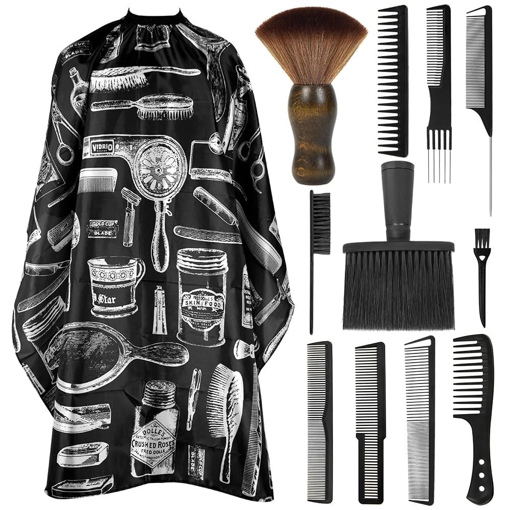 12PCS Hair Cutting Comb Set - Barber Combs for 12 PCS Kit Set, Black