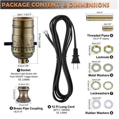 Lamp Rewire Kit,Lamp Socket Replacement 4 Colors - Bronze,Black,Gold,Silver