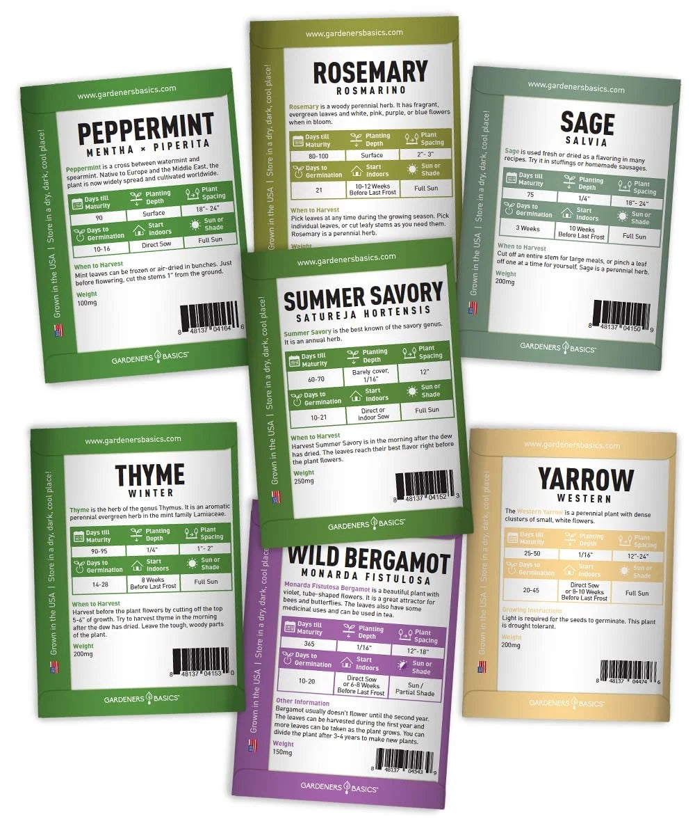 35 Medicinal Herb Seeds Variety Pack – Heirloom Non-GMO Healing & Brown