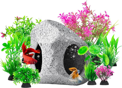 CousDUoBe 10Pcs Aquarium Hideaway Rock Cave Fish Tank Decorations 10 Pack