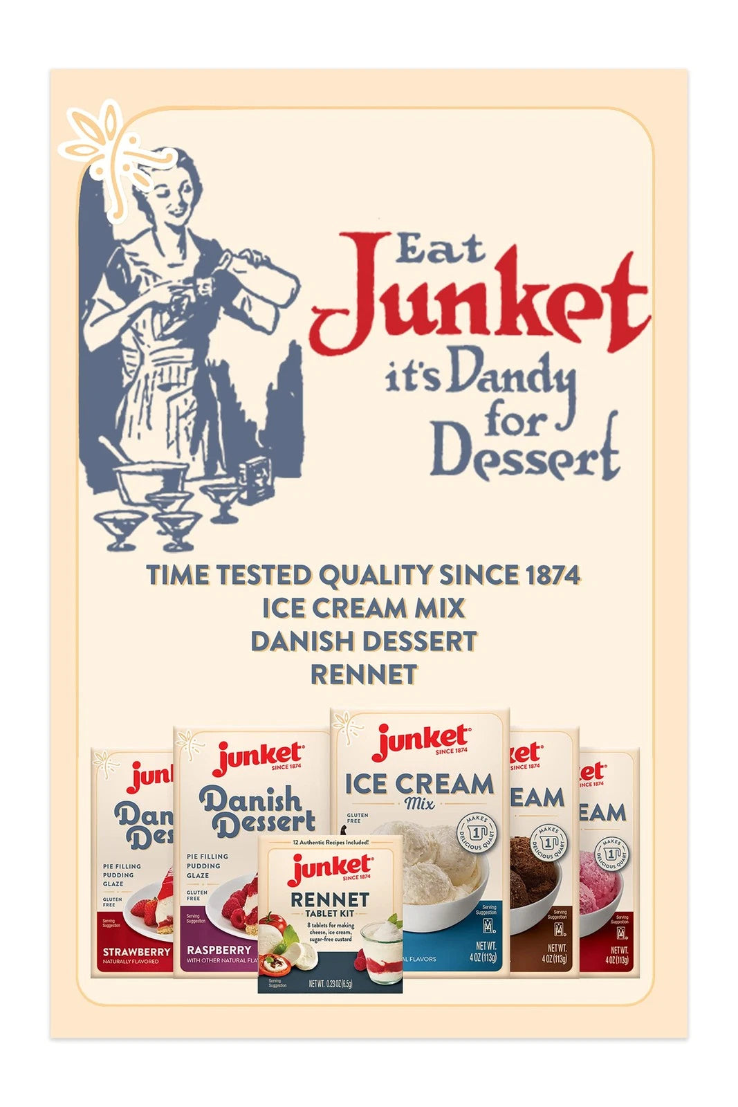 Junket Strawberry Ice Cream Mix: Makes 2 Quarts Old 4.0 Ounce (Pack of 2)