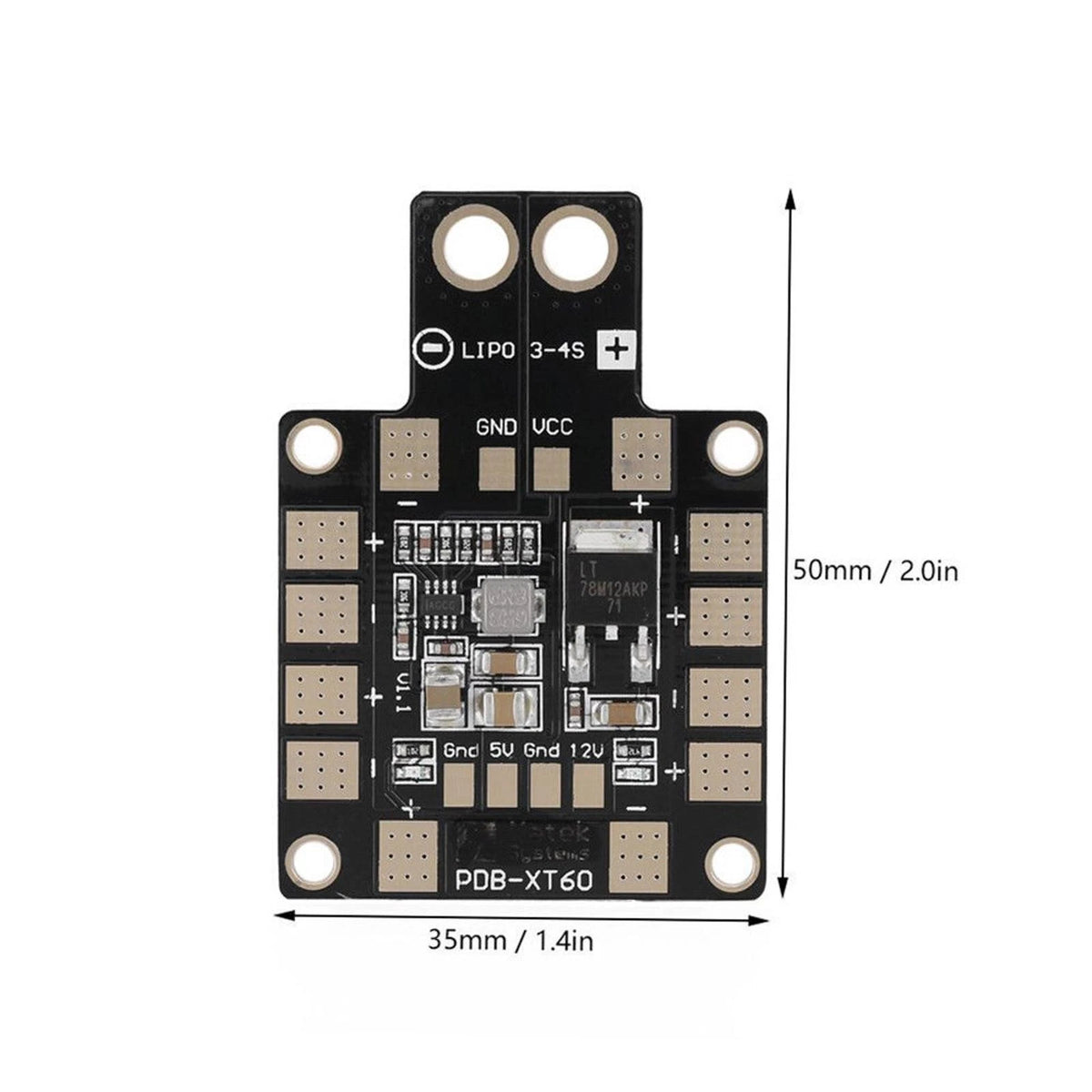 PDB-XT60 Copper Power distribution board W/ BEC 5V & 12V 2oz For RC Multirotors