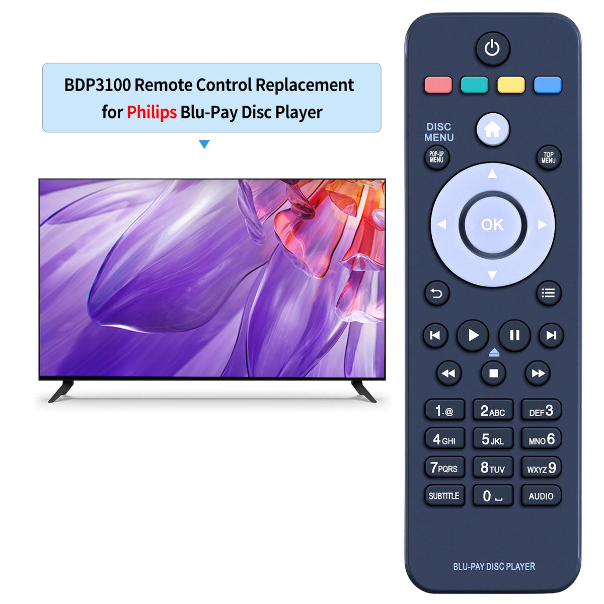 Replacement Remote Control For Philips BDP3100 Player