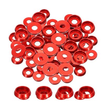 MECCANIXITY M3 Cone Cup Countersunk Washers,Hole Dia 3mm/0.12" M3, Red