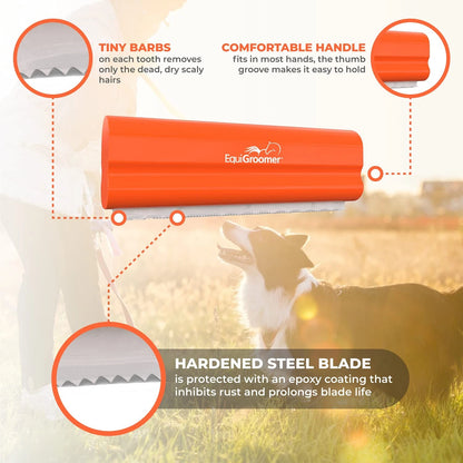 EasyGroomer Deshedding Brush for Dogs & Cats – Undercoat 5 Inch, Orange