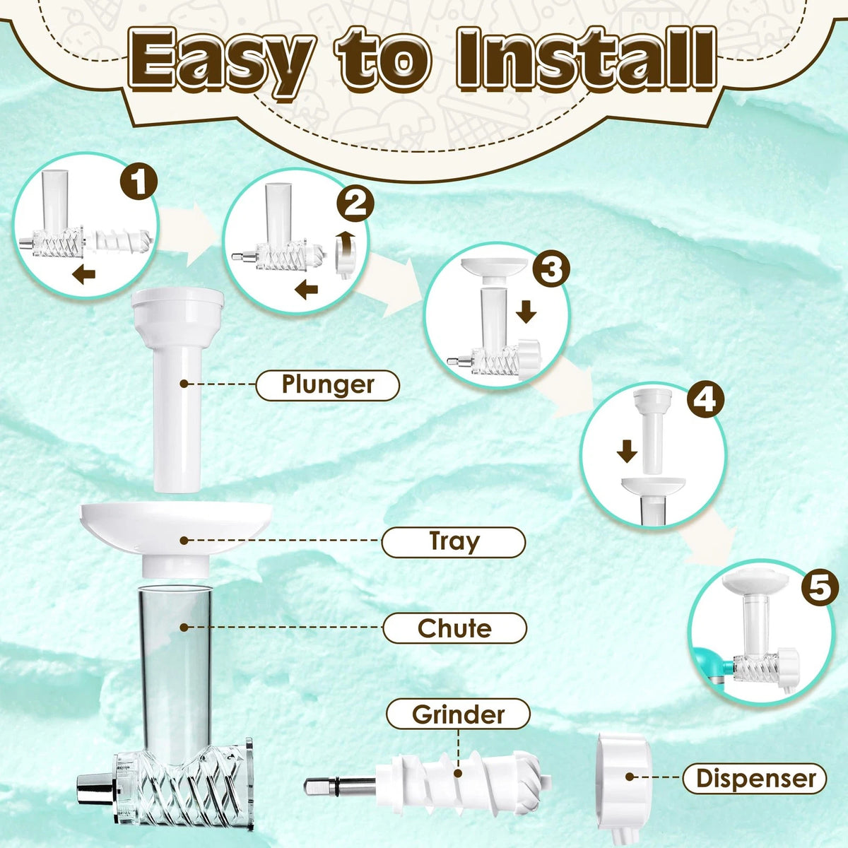 Frozen Fruit Ice Cream Attachment for Kitchenaid Stand Mixer, standard, white
