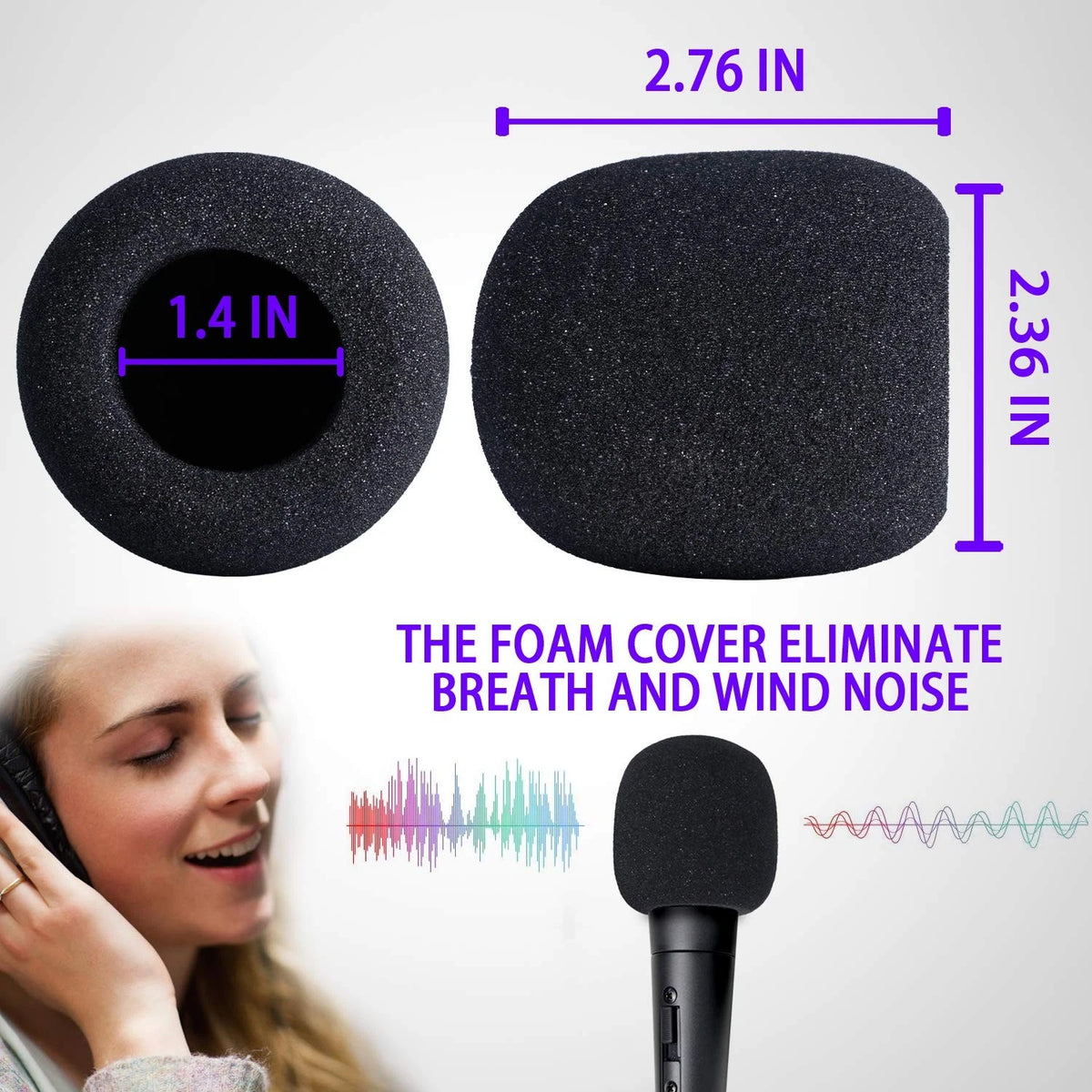 6 PCS Handheld Microphone Windscreen - Mic Pop Filter for Studio Black