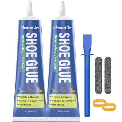 Shoe Glue, Professional Grade Flexible Repair Adhesive - 20ml x 2, Clear