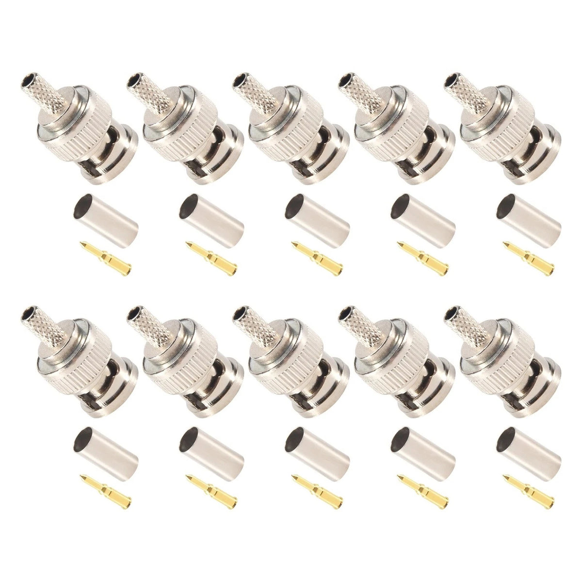 Nickel Plated BNC Male Crimp 10 Units 50 Ohm RG58 Test Leads Cables w/ Lug
