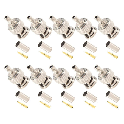 Nickel Plated BNC Male Crimp 10 Units 50 Ohm RG58 Test Leads Cables w/ Lug