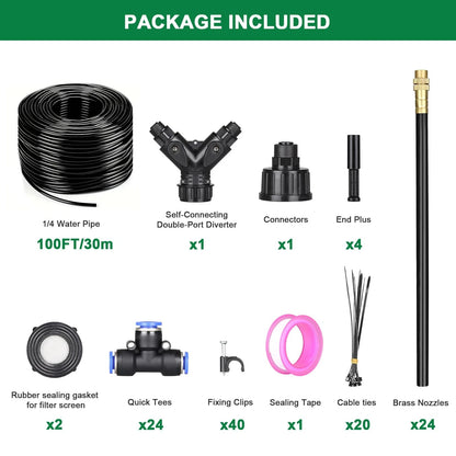Starrey Drip Irrigation System, 2026-Upgrade 100Ft 1/4" Garden 100FT/24pcs