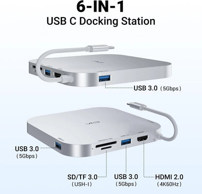 Mac mini M4 Dock Hub, Compatible with and Pro 2024, Silver