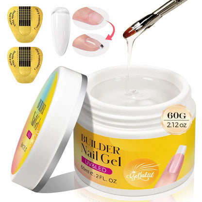 GELLAKTIK Builder Gel for Nails, 60g Clear Hard Clear-Builder