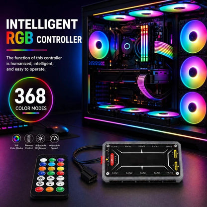 Adjustable RGB Light Fan Controller Remote Control Computer Case Hub Adapter Kit