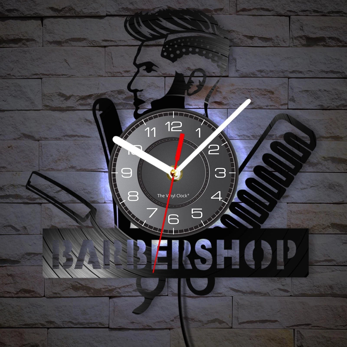Timethink 12 Inch Barber Shop LED Wall Clock with 7 Colors Large, With Led