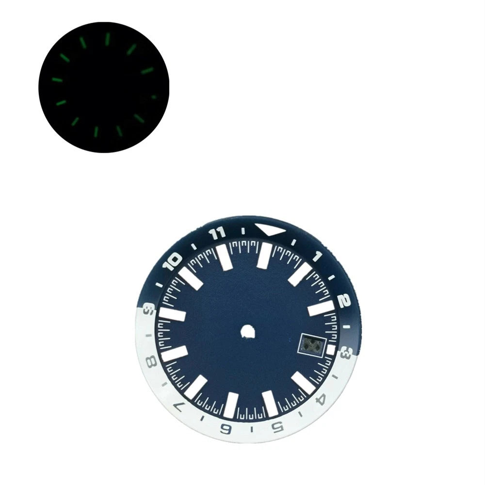 Green Luminous Steel Watch Dial Plate Replacement For Seiko NH35 NH35A Movement