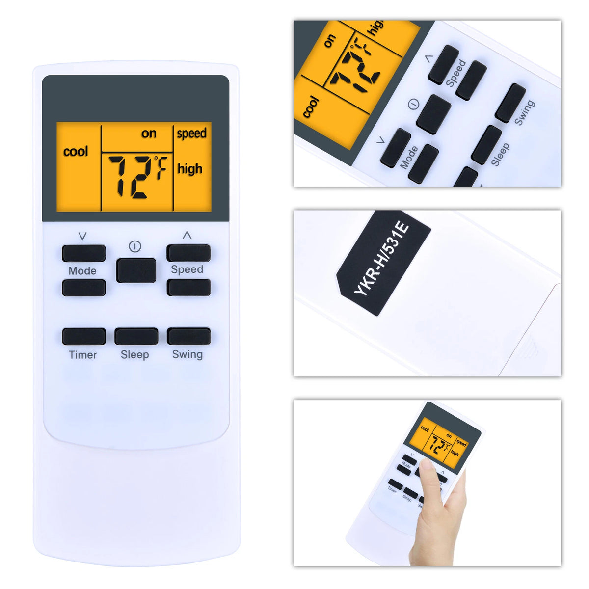 YKR-H/531E Remote Control For Frigidaire Portable Air Conditioner With backlight