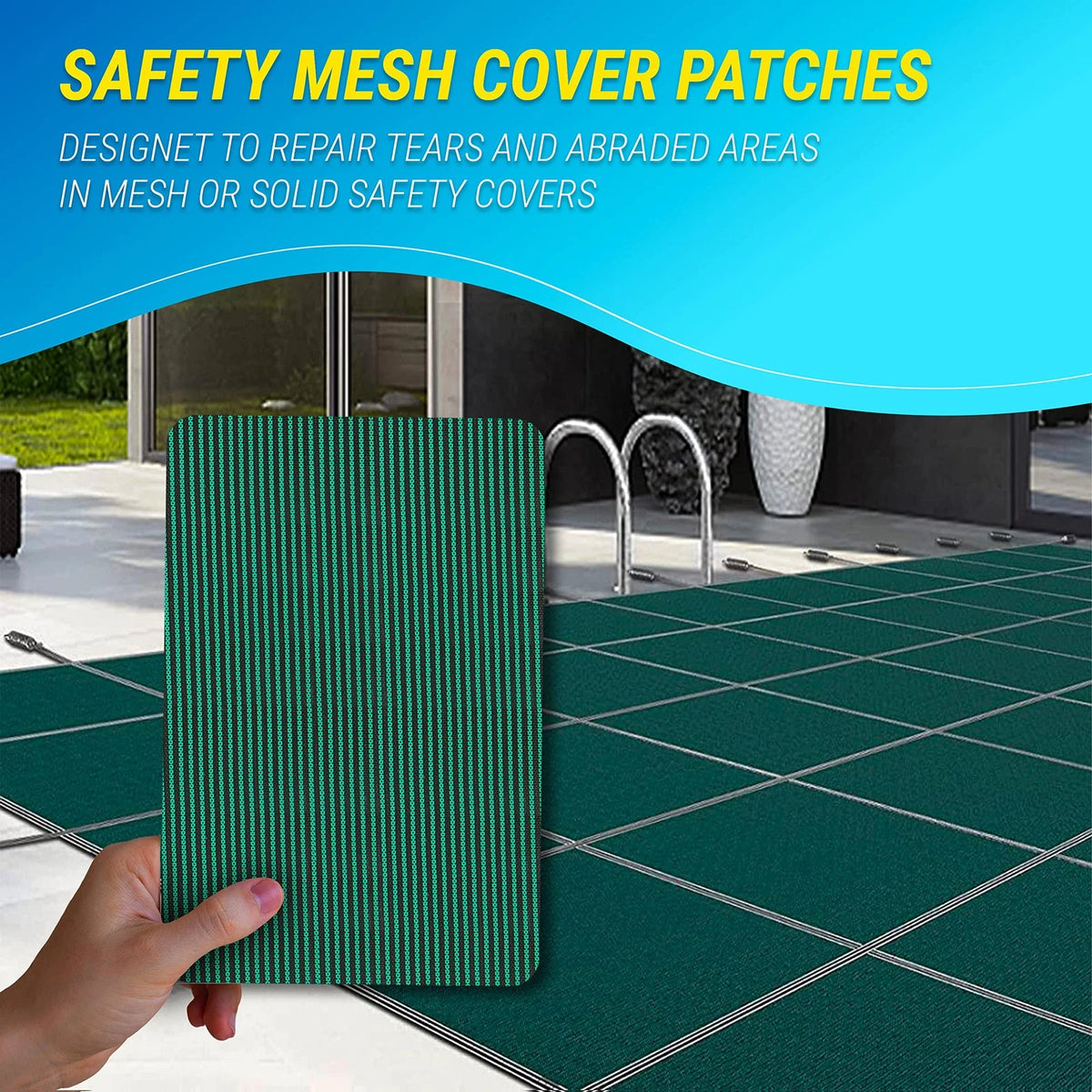 Pool Cover Patch Repair Kit, 3 Pack 12 x 8 Inch, Green 12 x 8,