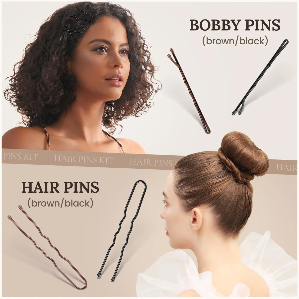 Teenitor 163psc Hair Accessories Kit, 1 Count (Pack of 163), Brown and black