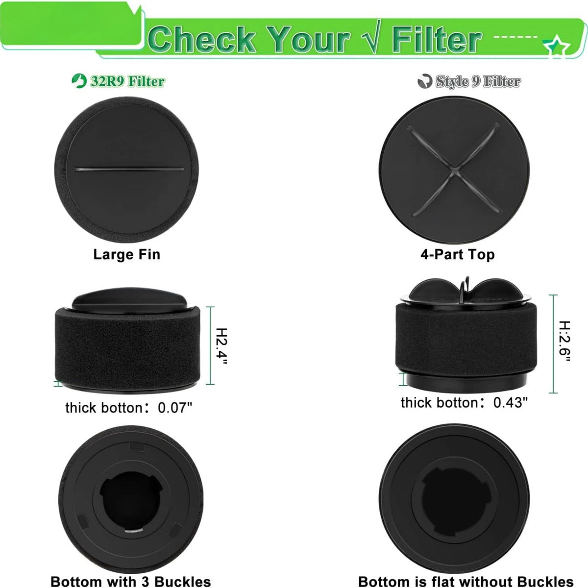 4pc Filter Set Inner Outer Foam For Bissell Rewind CleanView Pet 18M9W 18M9X