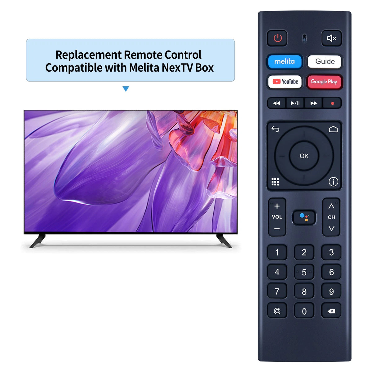 Replacement Remote Control For Melita NexTV Box - Android TV  Malta