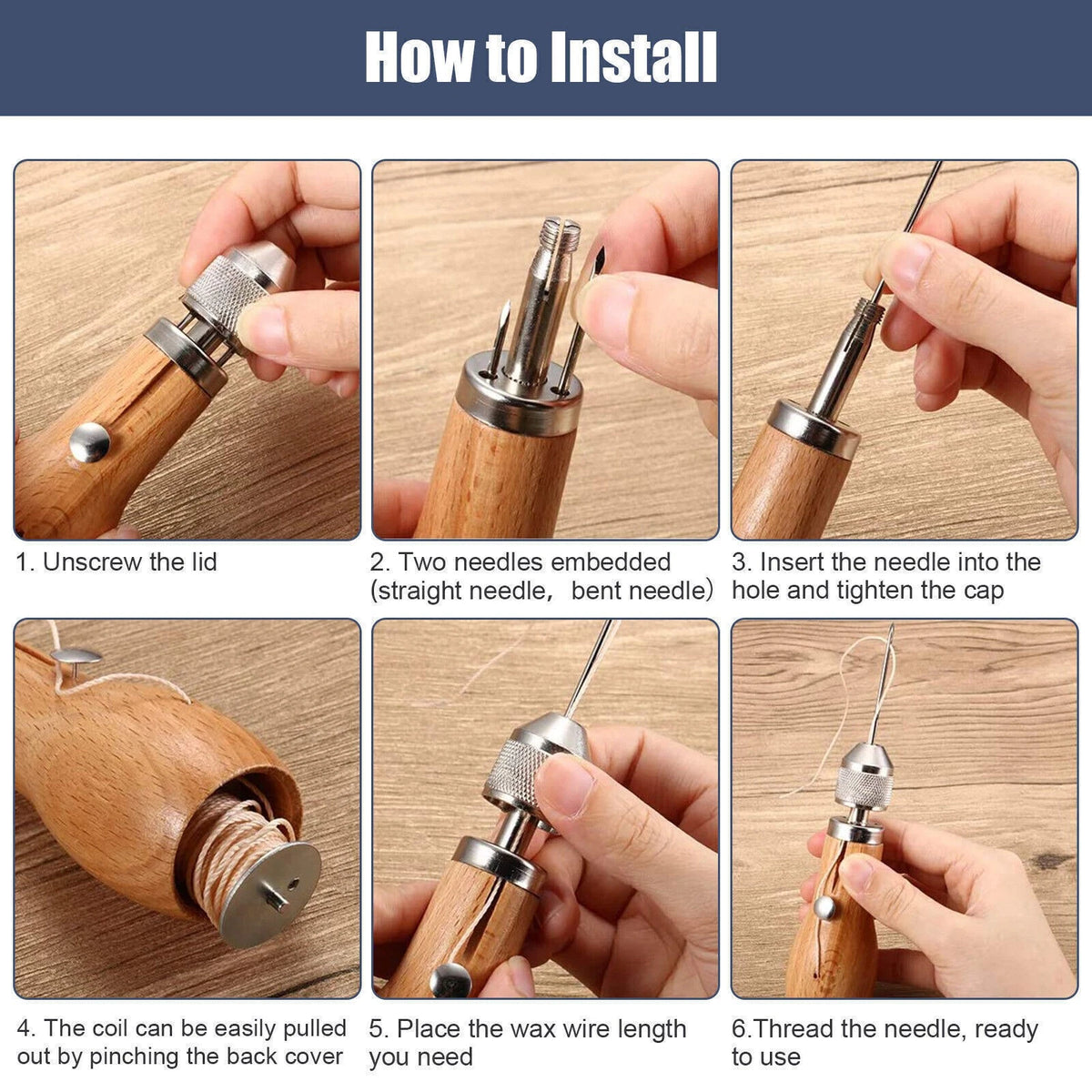 Sewing Awl Tools Kit Leather Sail & Canvas Repair DIY Handmade Accessories E