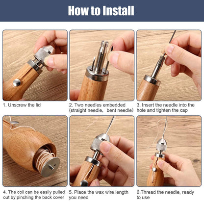 Sewing Awl Tools Kit Leather Sail & Canvas Repair DIY Handmade Accessories E
