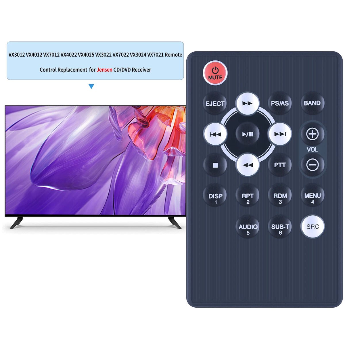 For Jensen Remote Control VX3012,VX4012,VX7012,VX4022,VX4025,VX3022,VX7022