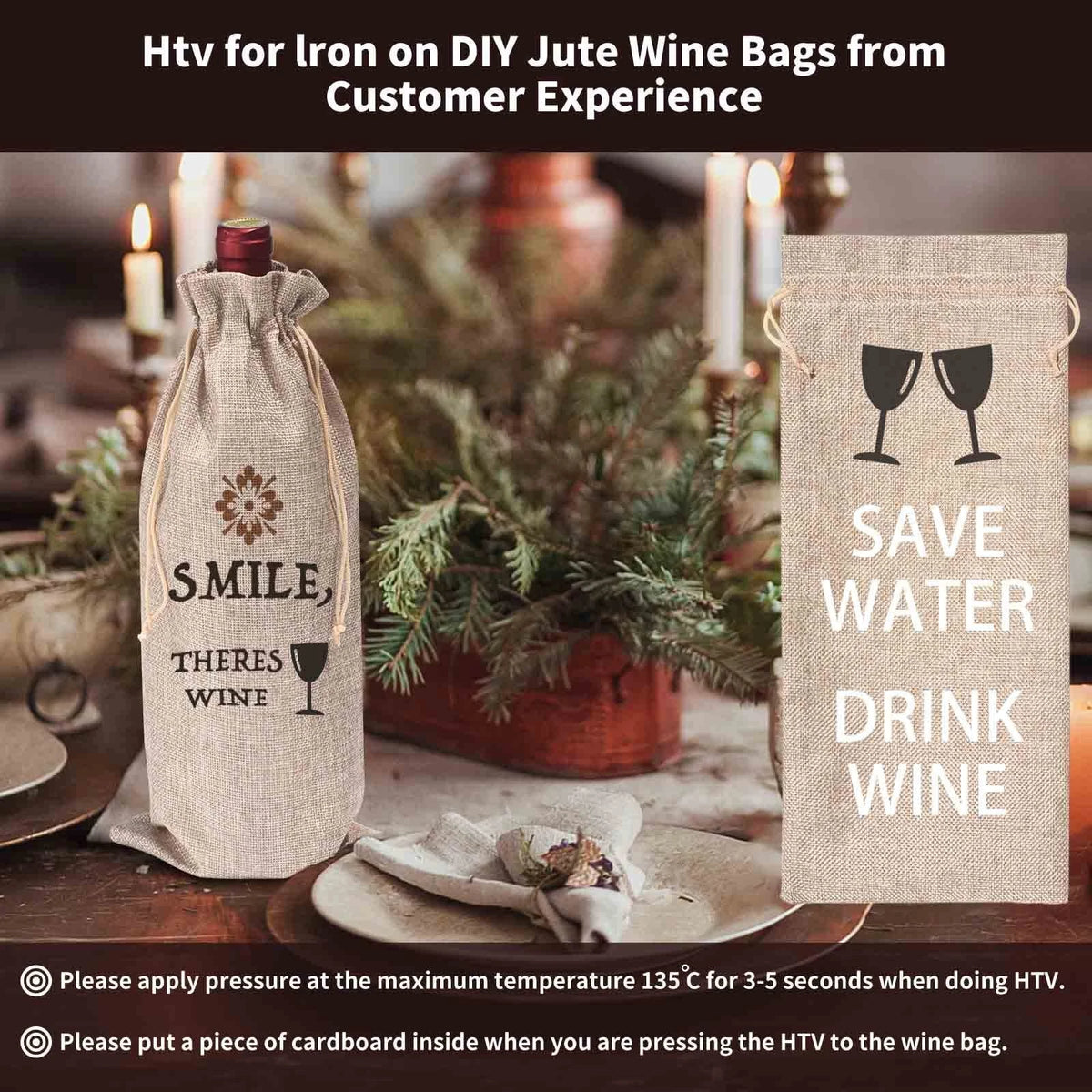12 Pcs Burlap Wine Bags & Gift Tags, 12 Count (Pack of 1), Burlap/Red
