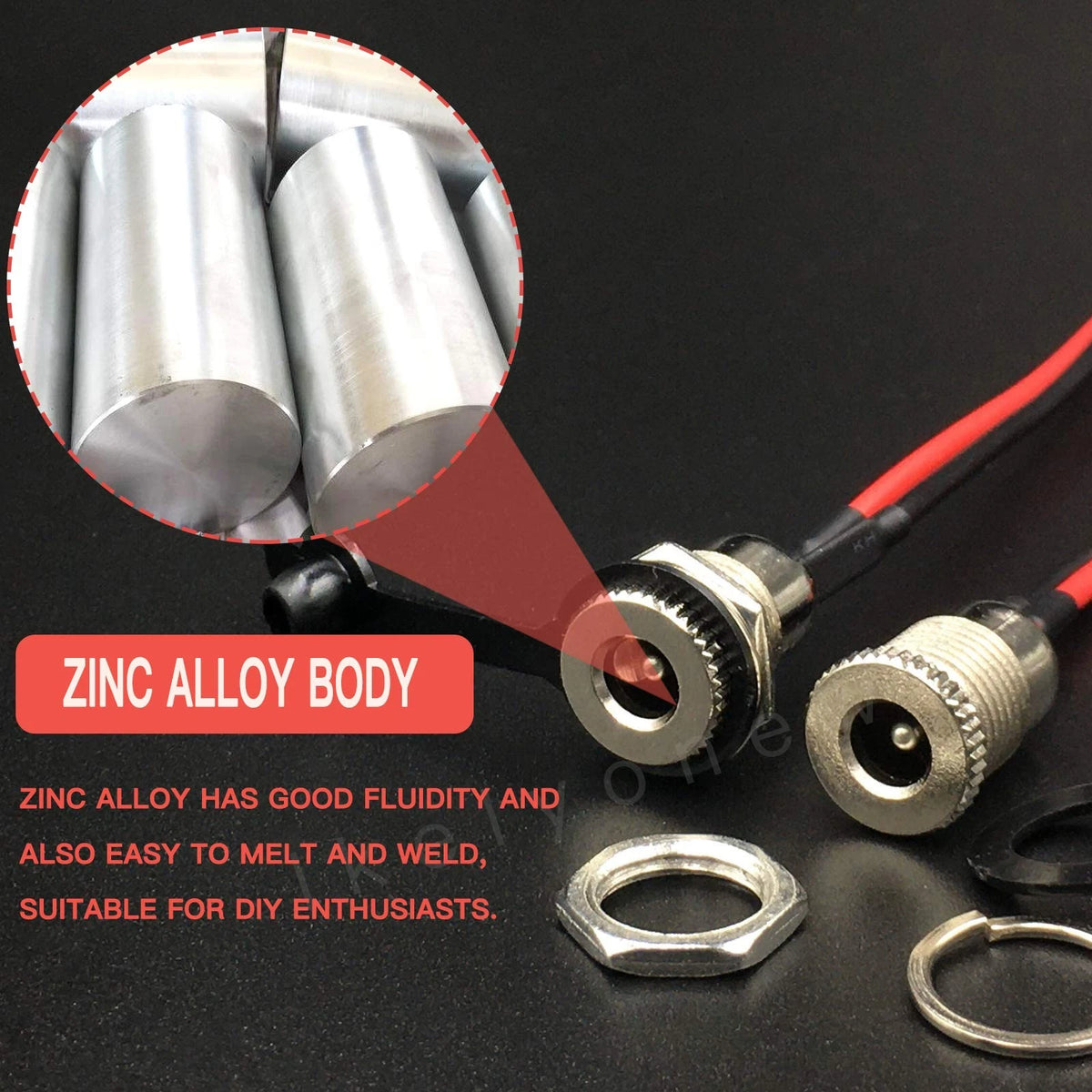 lkelyoy 8Pack Female DC Threaded Barrel Jack Panel 5.5 x 2.1 mm, silver