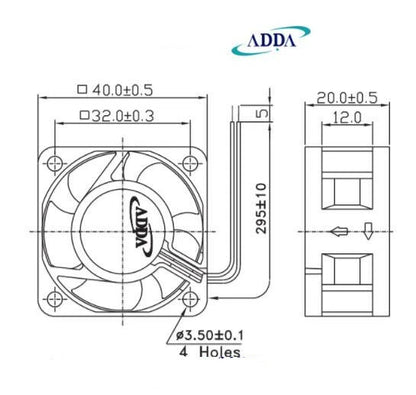 ADDA fan AD0424MB-C50 DC 24V 0.07A 40*40*20mm 2pin 6900RPM Inverter cooling fan