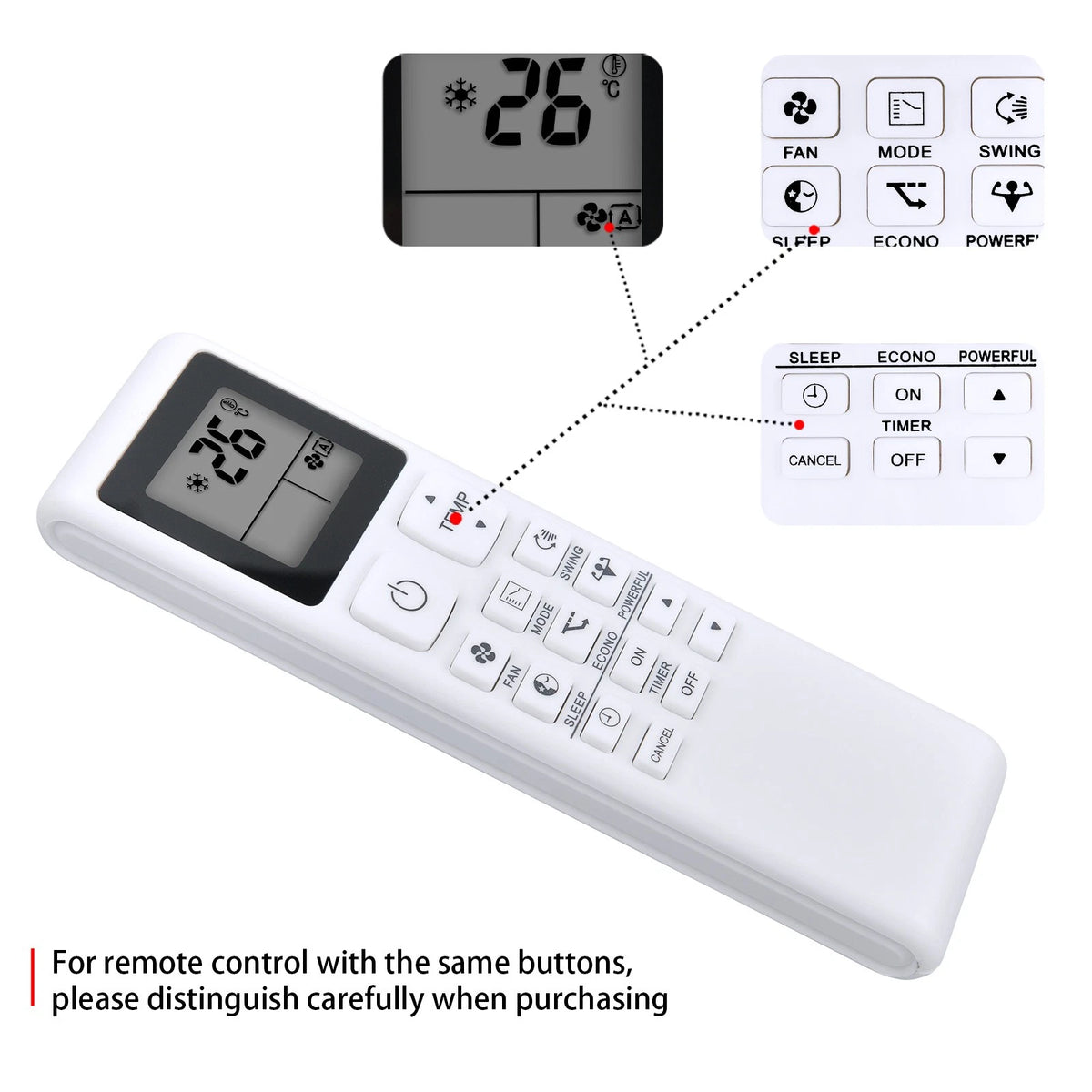 ARC486A2 Remote Control For Daikin ATXC-C, ATXC-D Series Air Conditioner