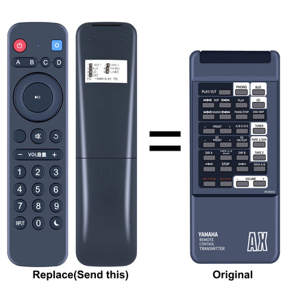 VK38010 Replacement Remote Control For Yamaha AX-1050 AX-550 AX-750
