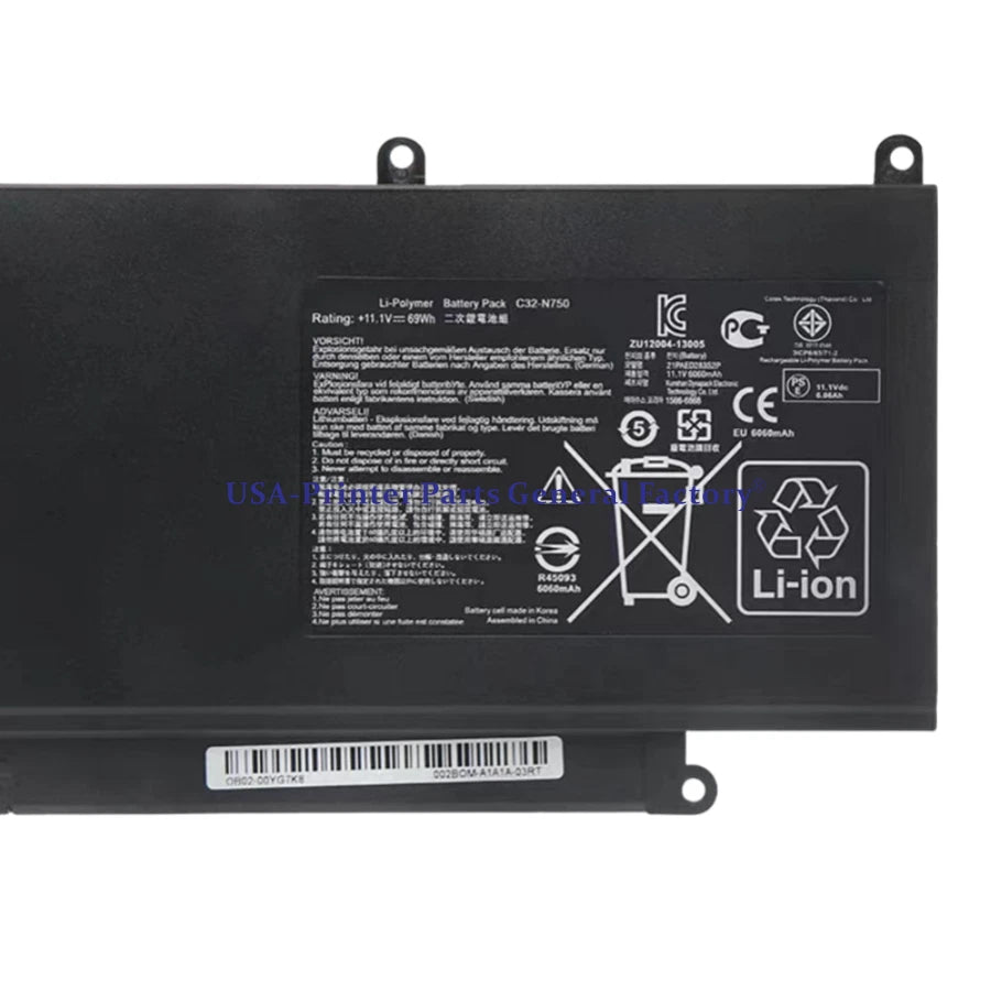 C32-N750 Battery Fits For ASUS N750 N750JK N750JV N750Y47JK-SL N750Y47JV