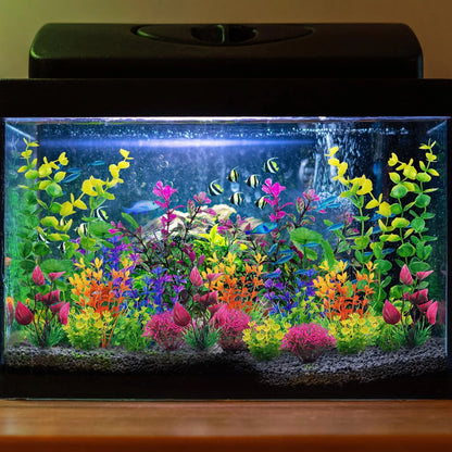 QUOZUO 25pcs Artificial Plant, Fish Tank Decorations Plants, Colorful