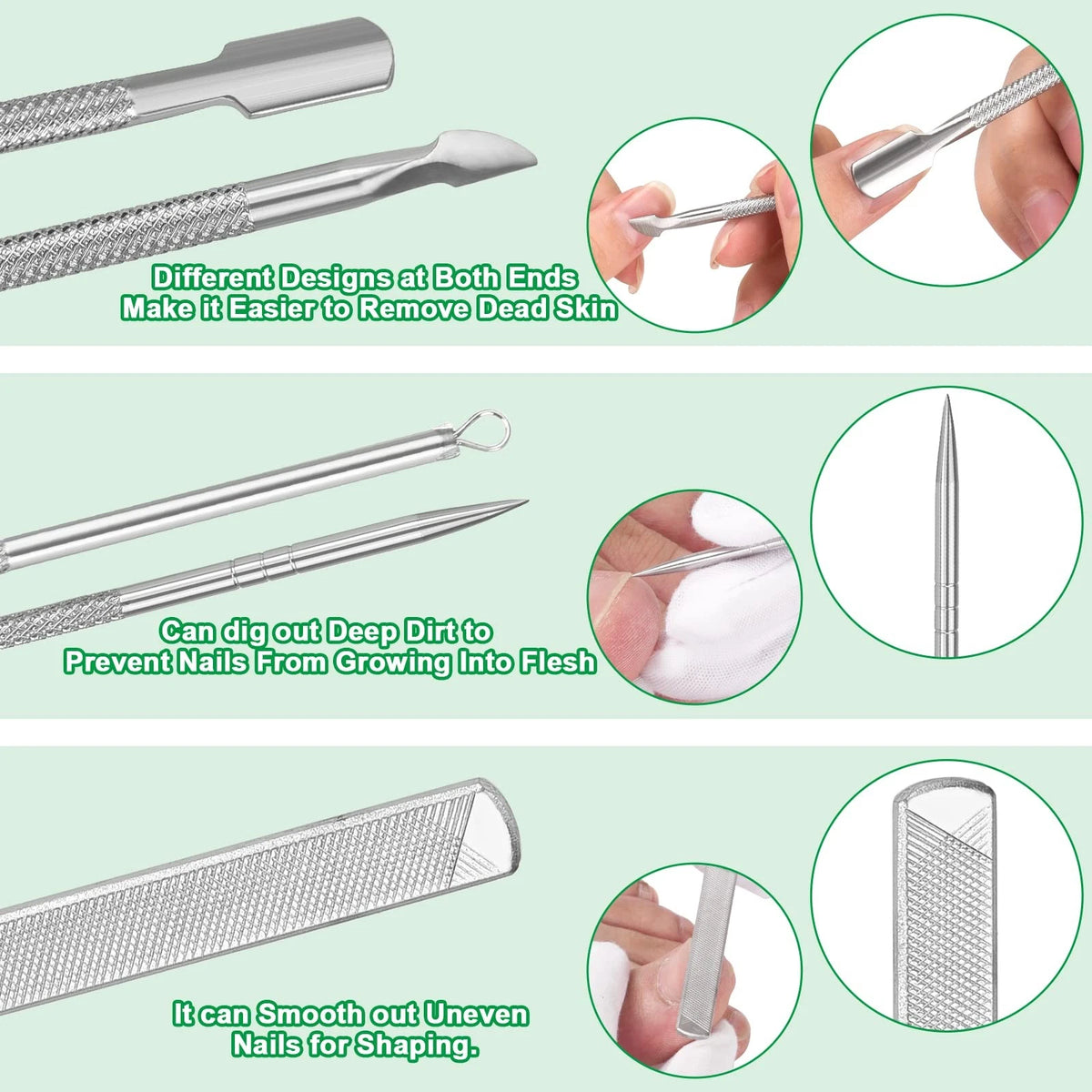 6-Pack Ingrown Toenail File and Lifters, Professional 6 Piece Set, 6-pack
