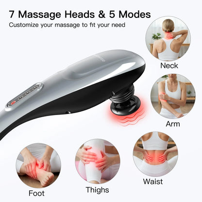 MEGAWISE Cordless Back Massager for Shoulders, Waist, Legs, Silver
