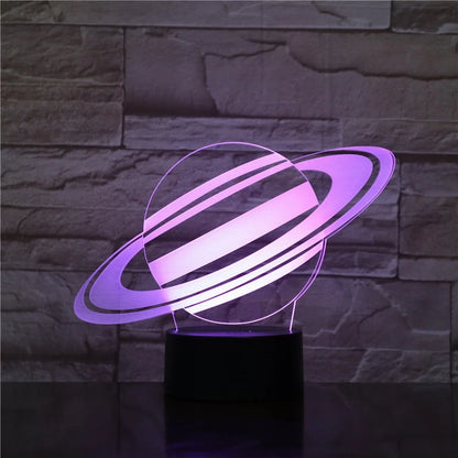 3D Planet Saturn 7 Color Change Night Light LED Desk Lamp Touch Decoration Gift