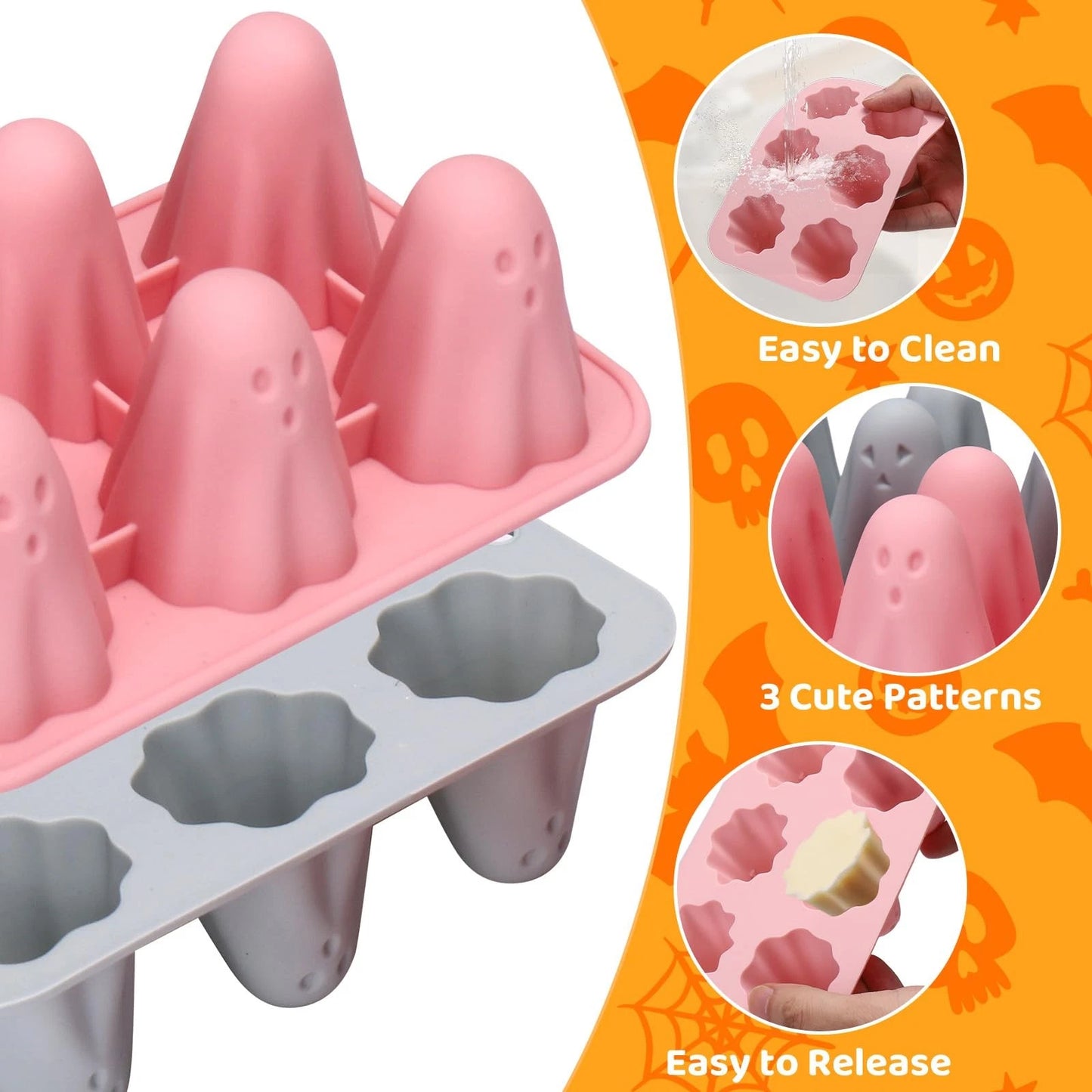 2PCS Halloween Ghost Cake Pop Mold, 12 Cavity flower,