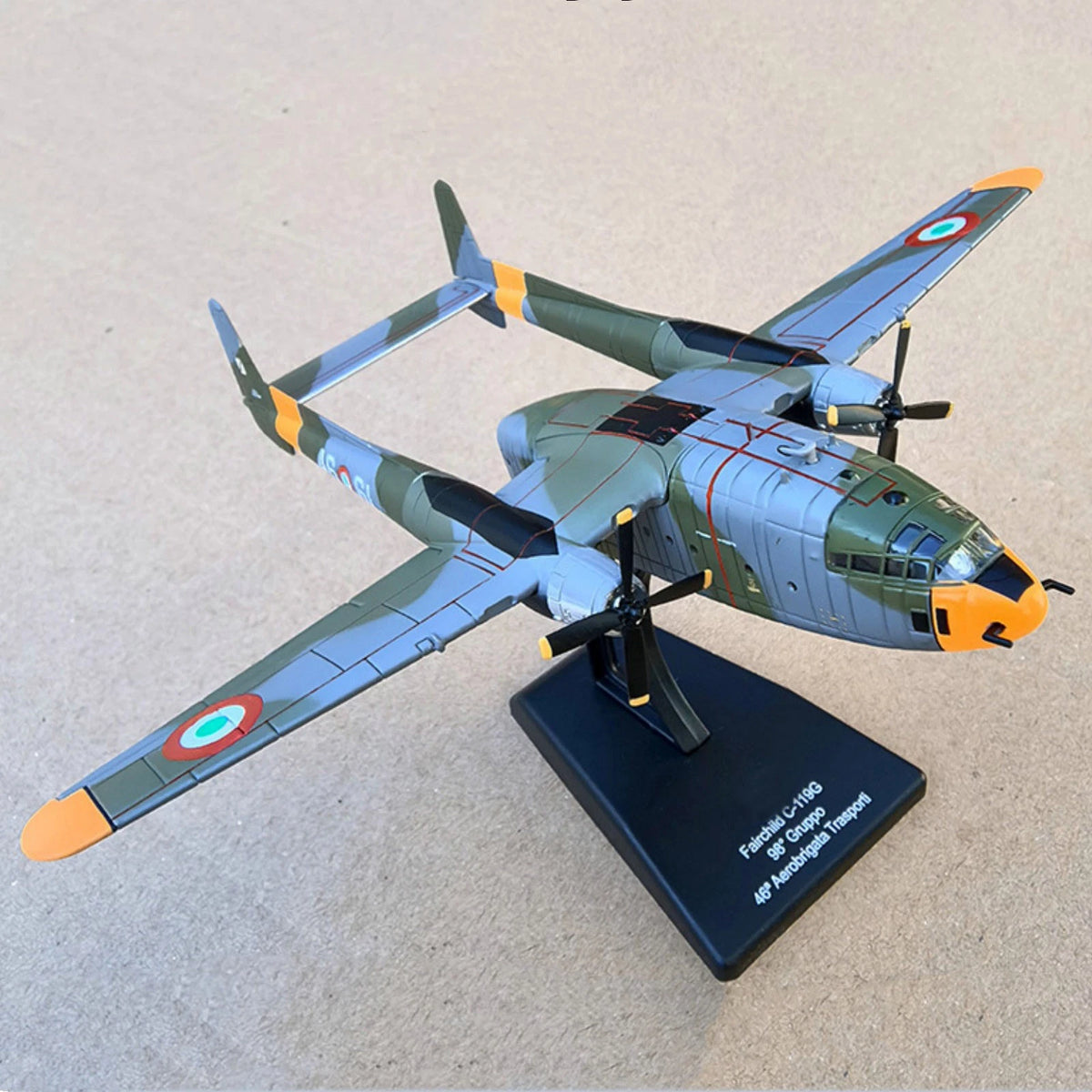 C-119G Flying Boxcar Transport Replica 1:200 Scale US Fairchild Model Stand