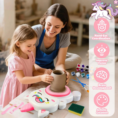 Pottery Wheel Kit for Kids with Glow Paints, Complete Arts white