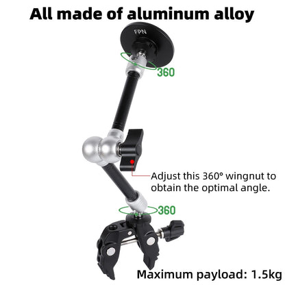 FPN All-Metal Magnetic Phone Holder with Super Clamp&10″ Long Arm for...