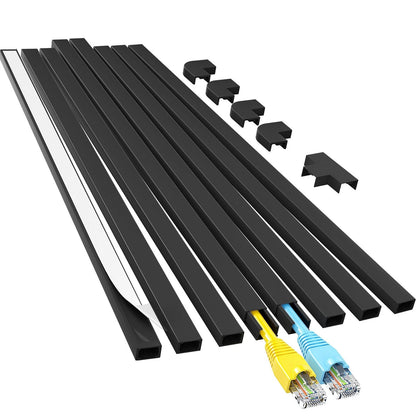 Yecaye Cord Hider, 113in Black Covers for Wires on Wall, Small,
