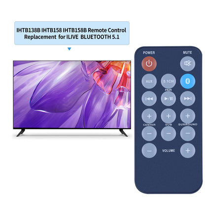 Remote Control For iLive IHTB138B IHTB158 Bluetooth Soundbar Home Theater System