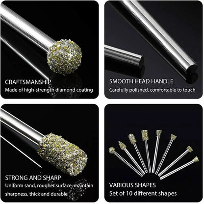 For Rotary Tool Grinding Heads 20pcs 3mm Diamond Burr Set for Carving Engraving