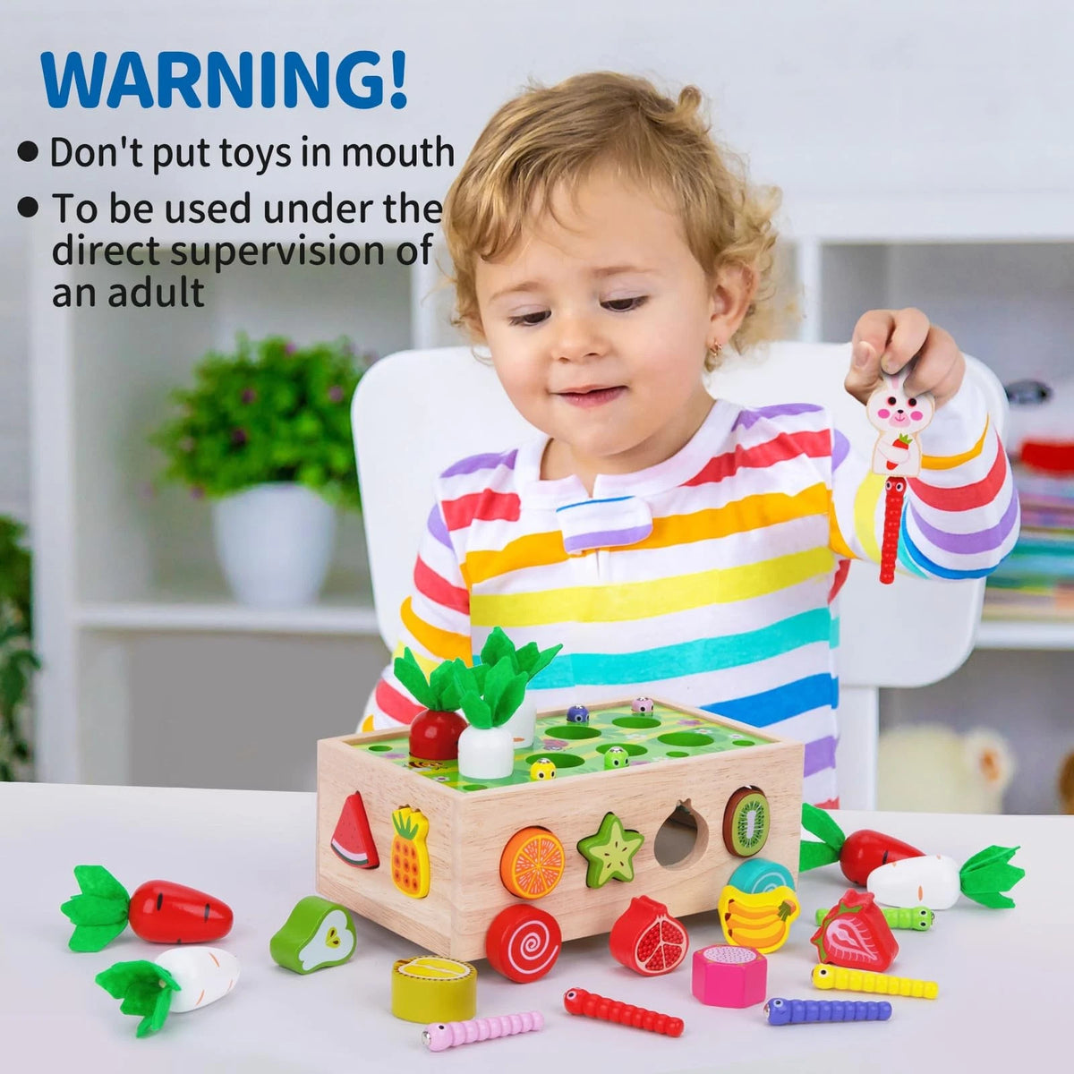Toddlers Montessori Wooden Educational Toys for Baby Boys Middle, Multicolor