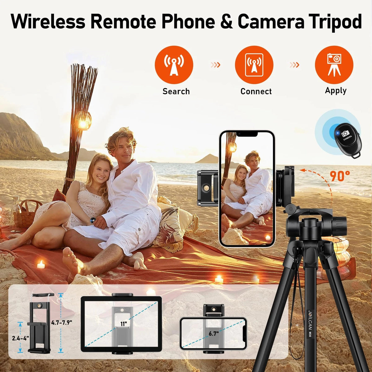 JOILCAN Camera Tripod, 68" Tablet Tripod Stand for Phone Cameras, 68", Black