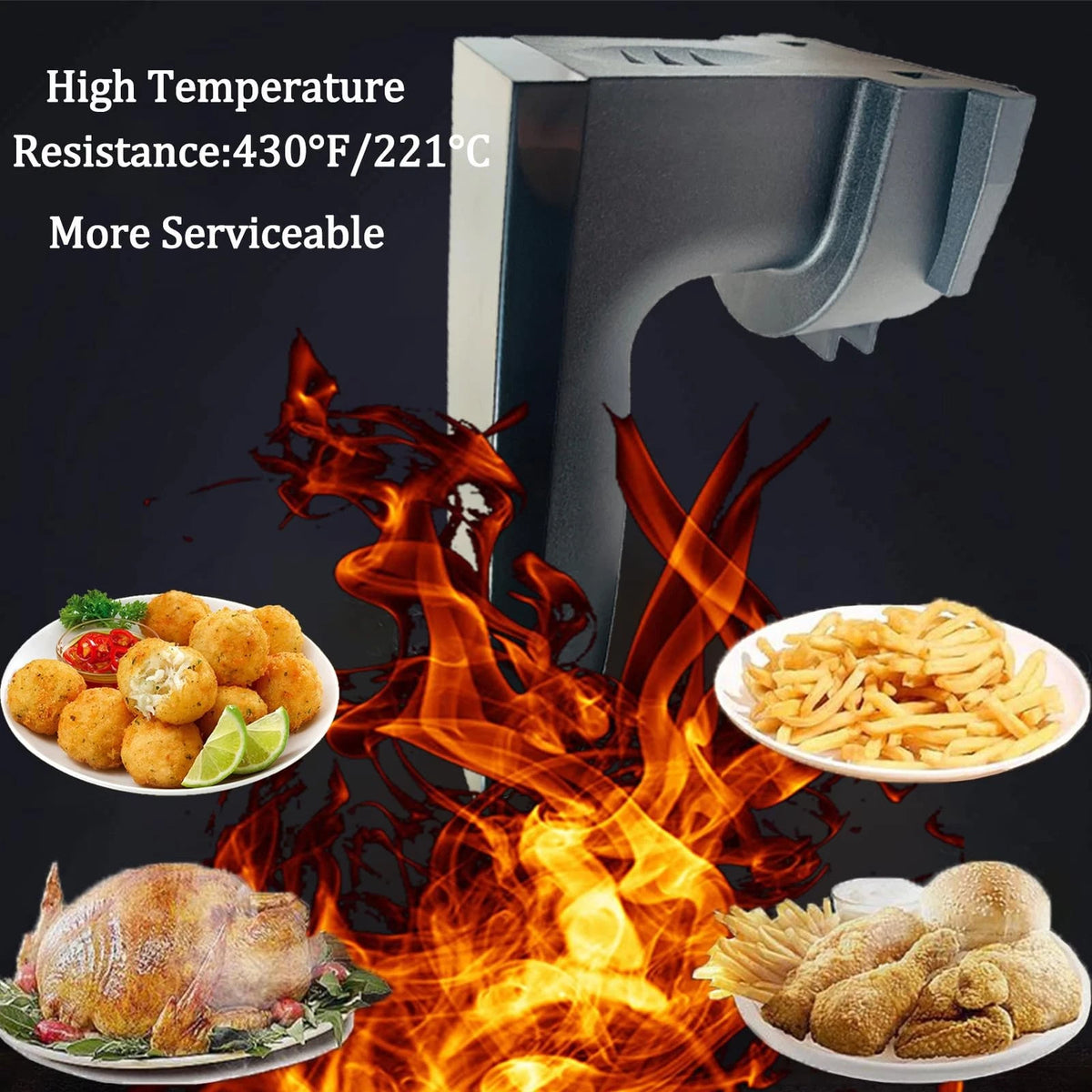 Rhsaae Air Fryer Replacement Handle for Gourmia GAF698 6QT M, Black