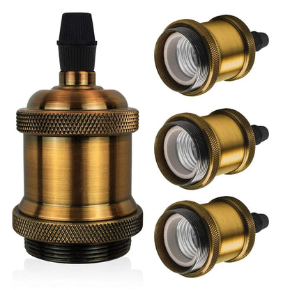 DiCUNO E26 Vintage Lamp Socket, Edison Pendant Light 4pcs, Brass